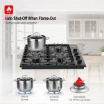 30-Inch Black Gas Cooktop with 4 Burners