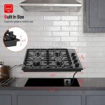 30-Inch Black Gas Cooktop with 4 Burners