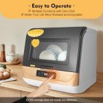 Compact Portable Countertop Dishwasher with 3 Wash Programs