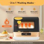 Compact Portable Countertop Dishwasher with 3 Wash Programs