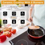 Winado 5-Burner Electric Ceramic Cooktop 35-Inch