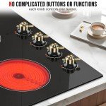 24" Electric Cooktop with 4 Burners and Knob Control