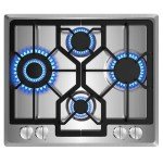 24" Stainless Steel Gas Cooktop with 4 Burners