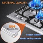 24" Stainless Steel Gas Cooktop with 4 Burners