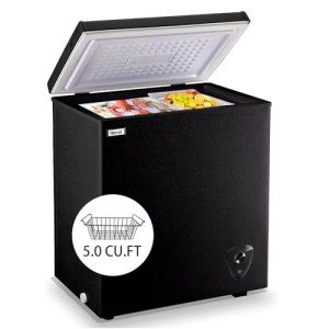 5.0 Cu.Ft Small Black Chest Freezer with Basket