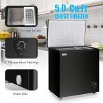 5.0 Cu.Ft Small Black Chest Freezer with Basket