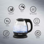 Elite Gourmet Cordless Electric Glass Kettle, 1L