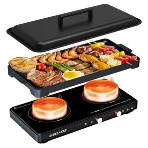 Portable Induction Cooktop with Removable Griddle Pan