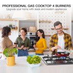 4-Burner Dual Fuel Gas Cooktop for RVs & Homes