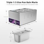 TOPKITCH 3-Pan 18L Countertop Food Warmer