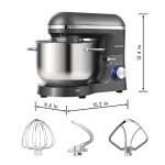 Aucma 6.5QT Tilt-Head Stand Mixer, Gray
