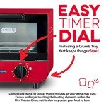 DASH Mini Toaster Oven in Red for Versatile Cooking