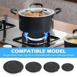 Set of 4 Gas Stove Burner Caps - Black & Silver