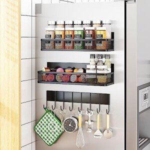 Magnetic Spice Rack Organizer for Refrigerator - 3 Pack