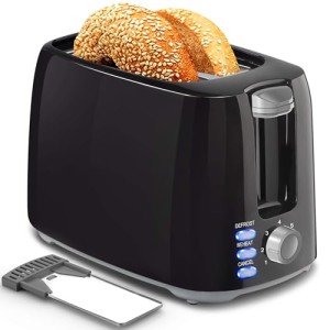 Black 2-Slice Toaster with Wide Slots and 7 Settings