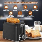 Black 2-Slice Toaster with Wide Slots and 7 Settings