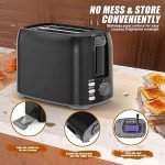 Black 2-Slice Toaster with Wide Slots and 7 Settings