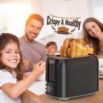 Black 2-Slice Toaster with Wide Slots and 7 Settings
