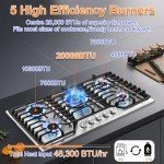 AMZCHEF 36" Gas Cooktop with 5 Italian Burners