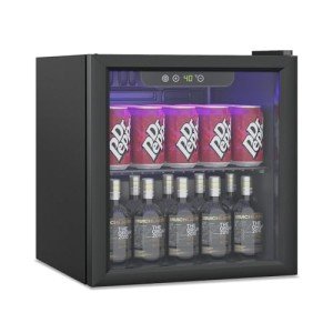Erivess 60 Can Compact Beverage Refrigerator with Glass Door