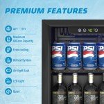 Erivess 60 Can Compact Beverage Refrigerator with Glass Door