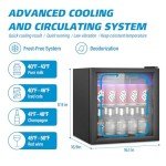 Erivess 60 Can Compact Beverage Refrigerator with Glass Door