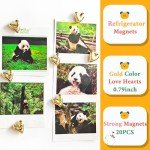 20PCS Gold Heart Refrigerator Magnets - Cute Stickers