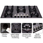 30-Inch 5-Burner Gas Stovetop with Glass Surface