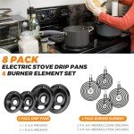 GE Electric Range Drip Pans Set - 8 Pieces