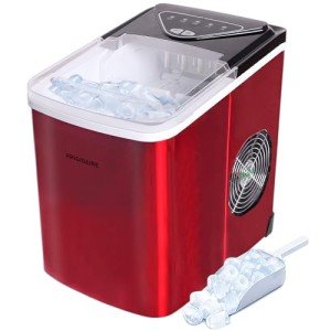 Frigidaire Compact Red Countertop Ice Maker, 26lbs Daily