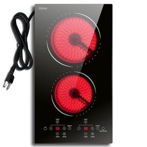 2 Burner Electric Cooktop with Timer and Safety Lock