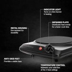 OVENTE 1000W Infrared Single Burner Electric Hot Plate