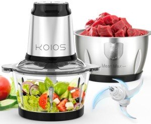 KOIOS 500W Electric Food Processor with Dual Bowls