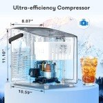 Compact ZAFRO Ice Maker - 8 Bullet Ice in 9 Mins