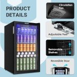 EUHOMY 126 Can Beverage Cooler with Glass Door