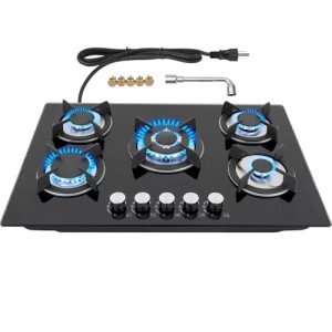 30" Gas Cooktop with 5 Burners and Glass Top
