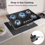 30" Gas Cooktop with 5 Burners and Glass Top