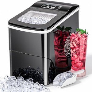 Compact Ice Maker with One-Click Operation - Black