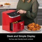 Deco Chef 5.8QT Red Air Fryer with 8 Cooking Programs