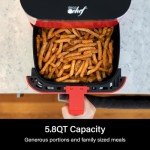 Deco Chef 5.8QT Red Air Fryer with 8 Cooking Programs