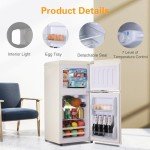 Anukis Retro Mini Fridge with Freezer - Cream