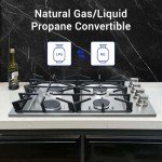 30" Stainless Steel Gas Cooktop with 4 Burners