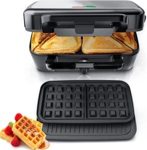 FOHERE 3-in-1 Waffle and Sandwich Maker