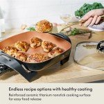BELLA Nonstick Electric Skillet with Glass Lid