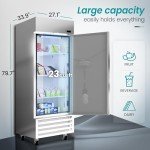 KICHKING 27" Dynamic Cooling Commercial Refrigerator 23 Cu. Ft