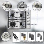 24-Inch Stainless Steel 4 Burner Gas Cooktop