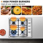 24-Inch Stainless Steel 4 Burner Gas Cooktop