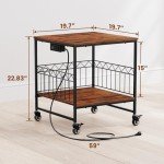 Mini Fridge Cart with Charging Station - 220 LBS Capacity