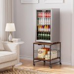 Mini Fridge Cart with Charging Station - 220 LBS Capacity