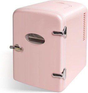 Pink 4L Mini Fridge with Window, Warmer & Cooler